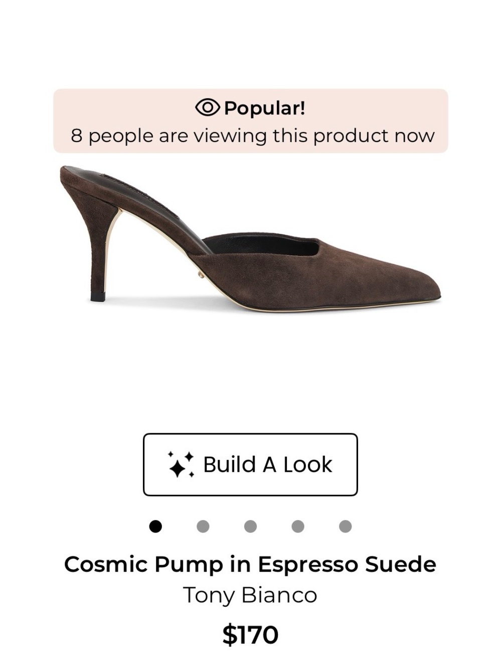 Tony Bianco Espresso Suede Pointed-Toe Mule